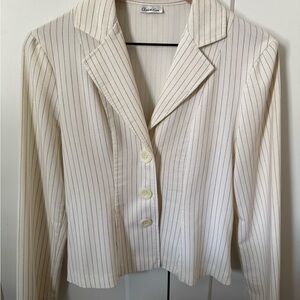 Cream Pinstripe Blazer